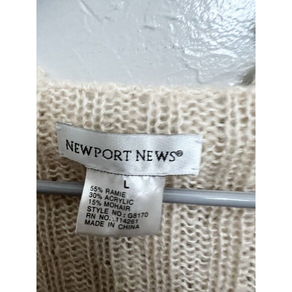 Newport News Off-White Tie-Front Flare Sleeve Knit Cardigan Fairy Whimsy Size L - Picture 5 of 10